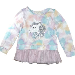 Girls between Pink Tie Dye Unicorn Long Sleeve Shirt Size 6.